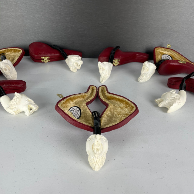 Wolf Meerschaum Mini Pipes with Custom Case 1 Count Assorted Piece
