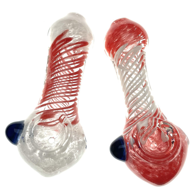 Red and White Swirl Hand Pipe 1 Count Assorted