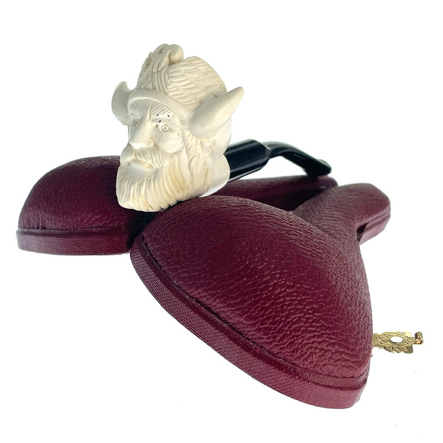 Mini Viking Pipe With Case Paykoc Genuine Block Meerschaum M60046