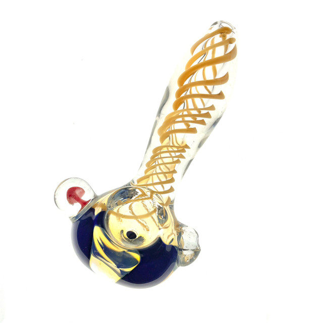 Clear Hand Pipe with Gold Swirl