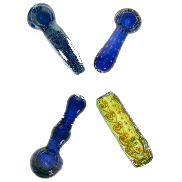 4" Blueish Green Frit Hand Pipe 1 Count Assorted
