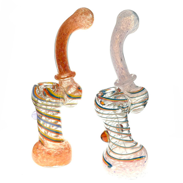 Rainbow Fritter Candy 8" Bubbler Glass Pipe 1 Count Assorted