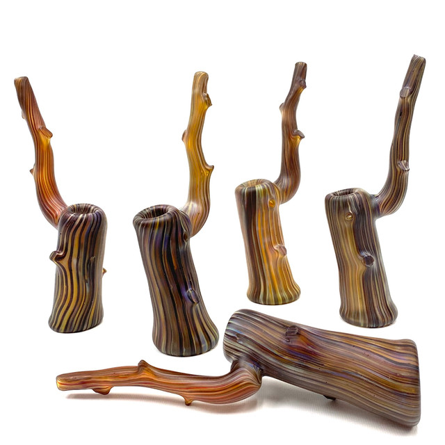 Large Glass Manzanita Drift Wood Water Bubbler Pipe 9.5"