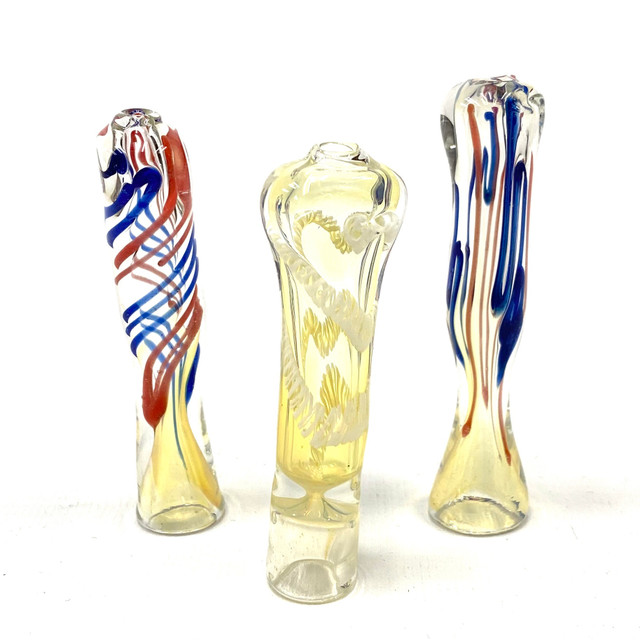 Spiral Design Glass Chillum with Flared Mouth
