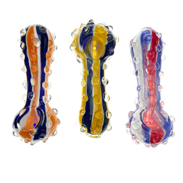 Colorful Ribbed 4" Hand Pipe 1 Count Assorted