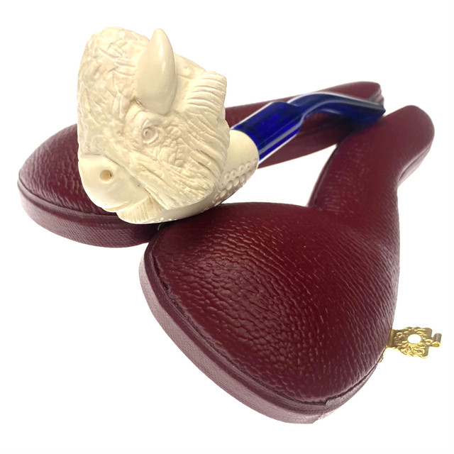 Mini Buffalo Pipe With Case Miniature Meerschaum M60051