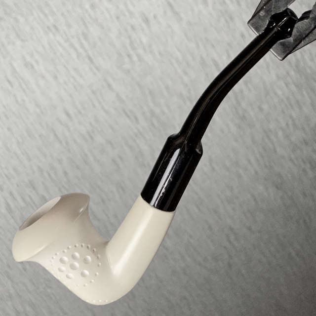 Trumpet Calabash Hand Carved Mini Meerschaum Block Meerschaum Pipe with Custom Leather Case 1 Count