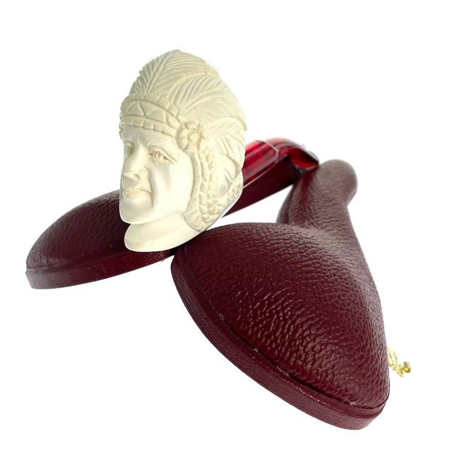 Mini Indian Pipe With Case Paykoc Genuine Block Meerschaum M60018