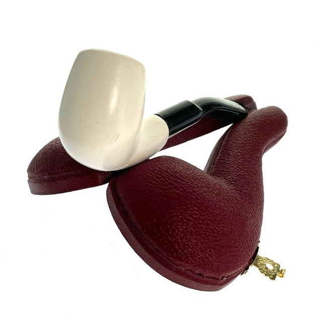 Mini Smooth Pipe With Case Paykoc Genuine Block Meerschaum Mini M60009B
