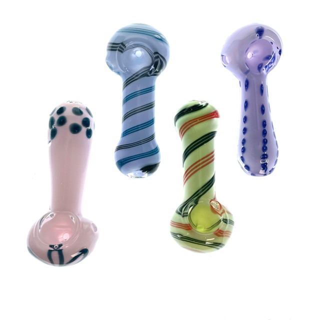 3" Swirls and Spots Hand Pipes 1 Count Assorted Styles and Colors