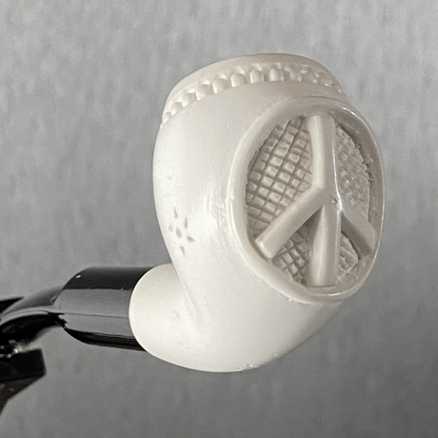 Lets Smoke to Peace On Earth Hand Carved Mini Meerschaum Block Meerschaum Pipe with Custom Leather Case 1 Count