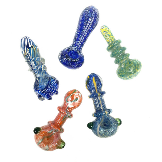 4" Nepal Glass Hand Pipe 1 Count Assorted