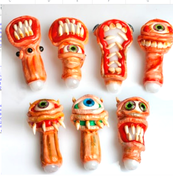 Crazy Doom Sculpture Glass Pipe 1 Count Assorted Terror