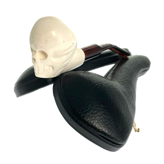 Mini Skull Pipe With Case Paykoc Genuine Block Meerschaum M60031