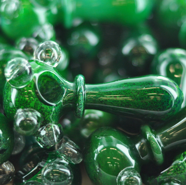 4" Hulk Hands Green Glass Hand Pipe