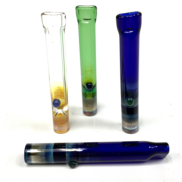 Colorado Fumed Chillums with Flat Mouth Piece and Marble 3.5" Assorted