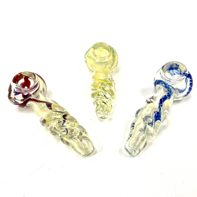 Twisty Nepal Hand Blown Glass Pipe 3.75"