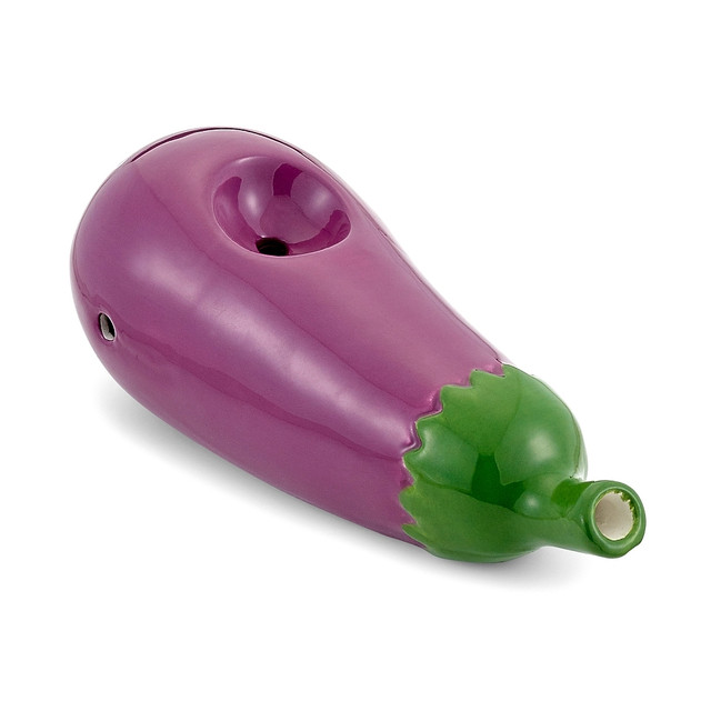 Ceramic Mini Eggplant Pipe 5" Long