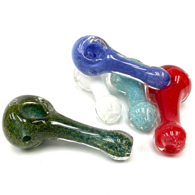 Frit Storm Colorado Blown Encased Glass Hand Pipe 4" 1 Count Assorted