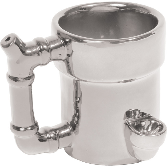 Shiny Chrome Porcelain Water Pipe Mug