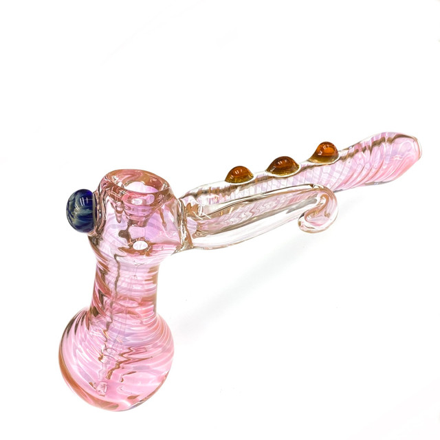 Gold Fumed 8" Hammer Bubbler Glass Pipe