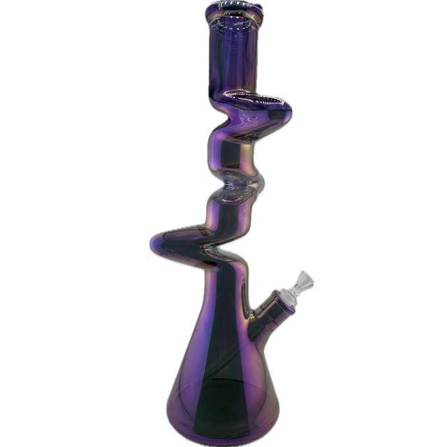 Squished Blue Tube 15.5" Beaker Water Pipe 1 Count
