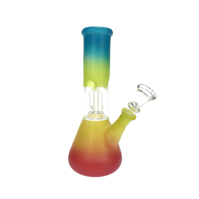 Rasta Rainbow Beaker with Simple Perc 8" Water Pipe 1 Count