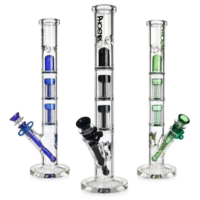 Phoenix Star 14" Straight Tube w/ Double perc Tree 1 Count Assorted Color