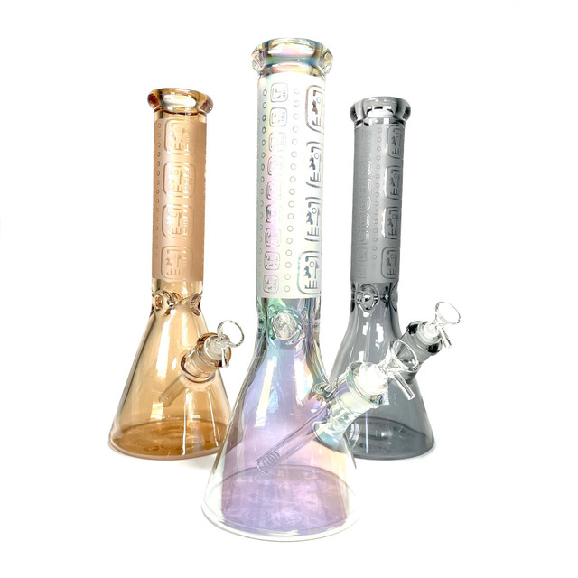 Electroplated Sandblasted Mandela 14" Water Bong 1 Count Assorted Colors