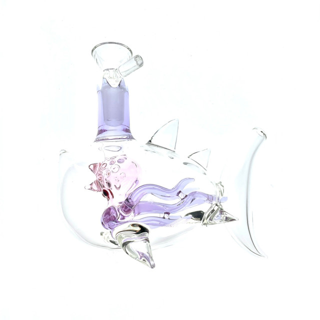 Shark with Octopus for Lunch Water Pipe 5.5" Long