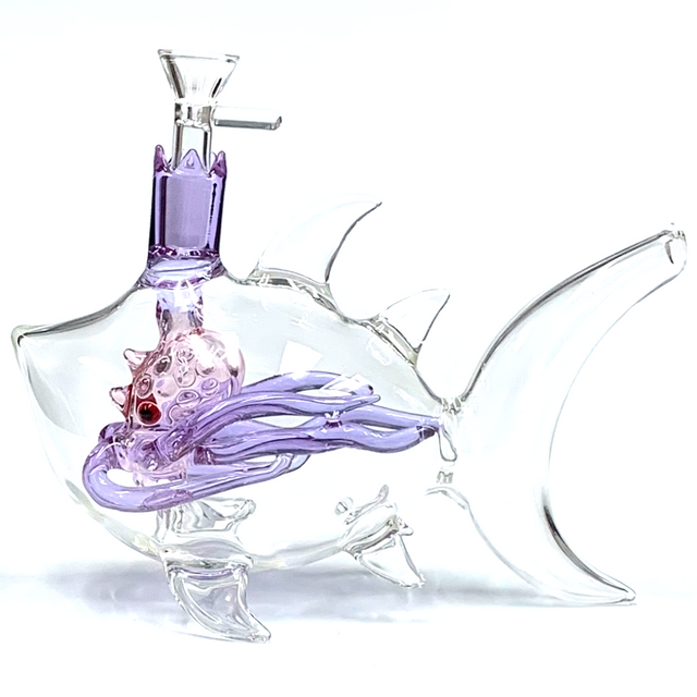 Shark with Octopus for Lunch Water Pipe 7.87" Long