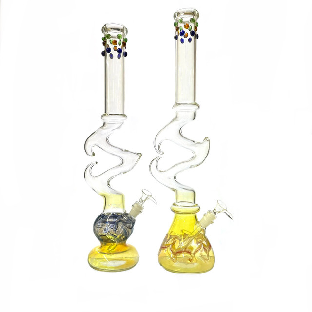Big Zig Zag Fumed Water Pipe 22" Tall Assorted